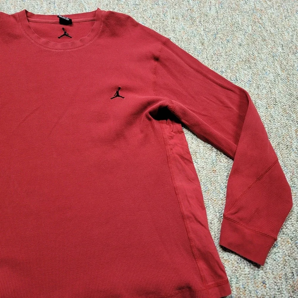 Nike Air Jordan Shirt Mens 3XL Red Long Sleeve Waffle Knit‎ Thermal Jumpman Logo